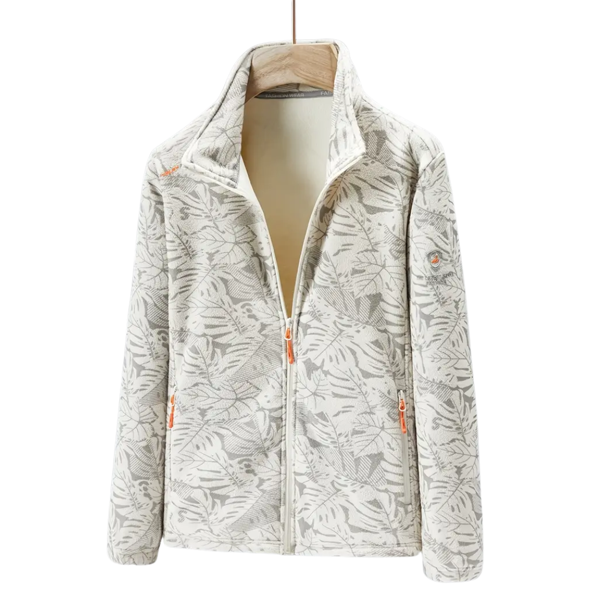 WW | Damen Winddichte Fleecejacke mit Botanischem Druck Für Herbst und Winter