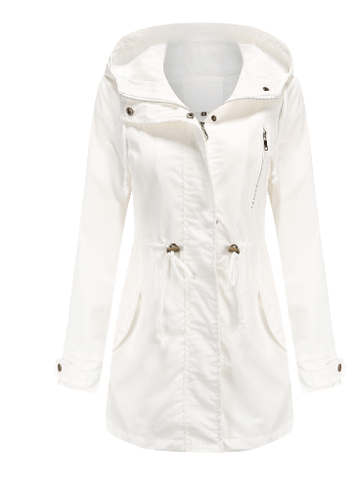 WW | Damen Winddichte Jacke mit Verstellbarer Kapuze und Taschen