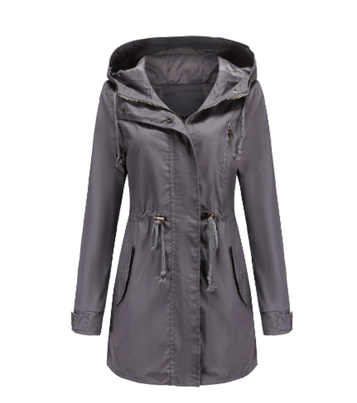 WW | Damen Winddichte Jacke mit Verstellbarer Kapuze und Taschen