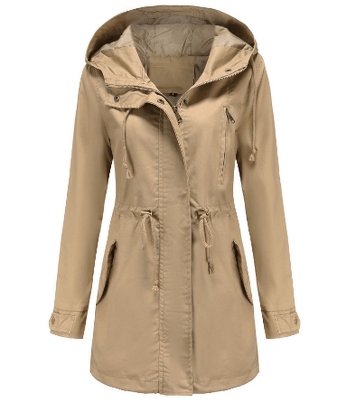 WW | Damen Winddichte Jacke mit Verstellbarer Kapuze und Taschen