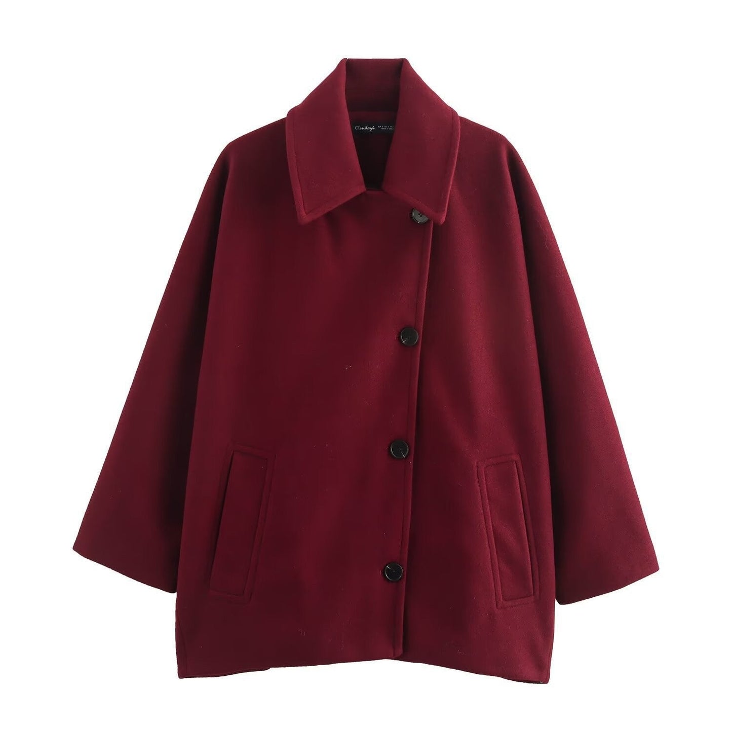 WW | Damen Oversized Wolljacke Breiter Kragen