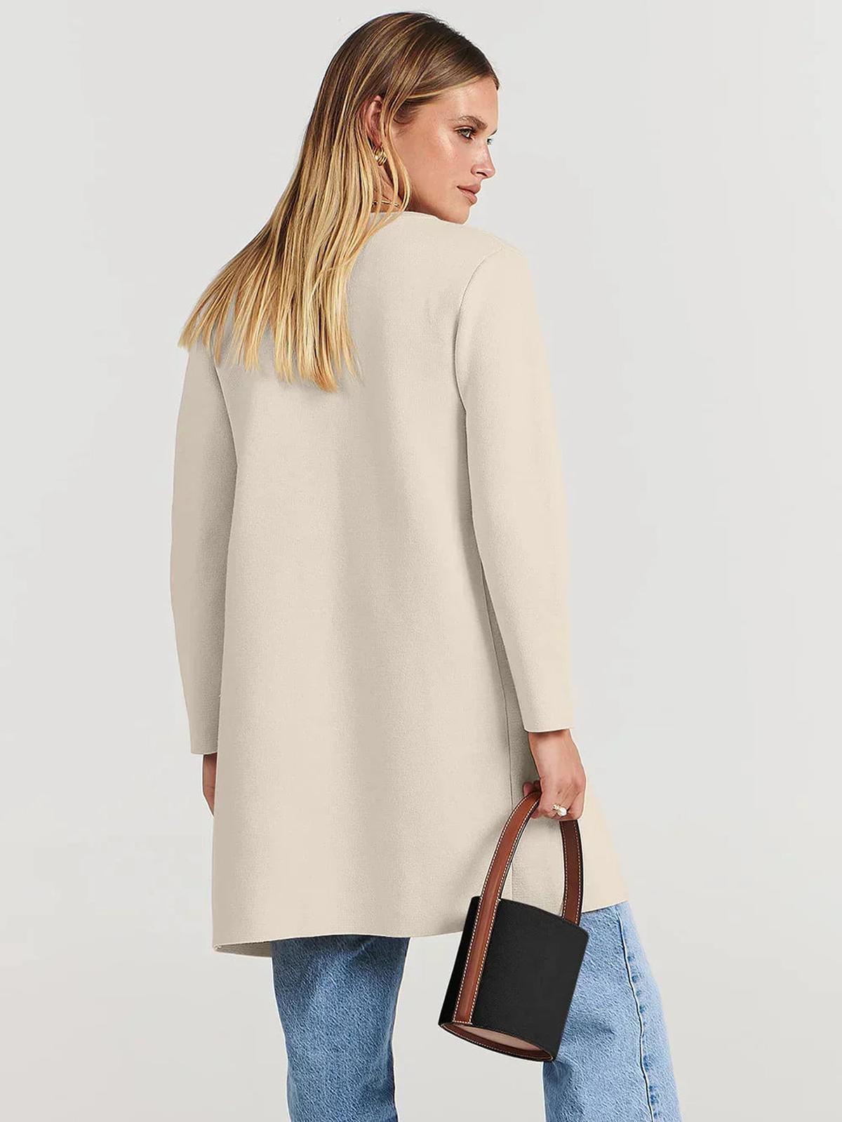 WW | Wollmischung Knielanger Mantel mit Breitem Revers