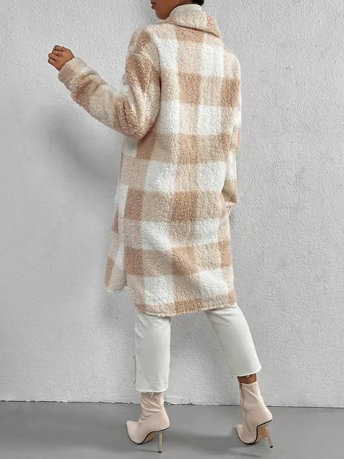 WW | Wollmischung Karojacke mit Plüschkragen
