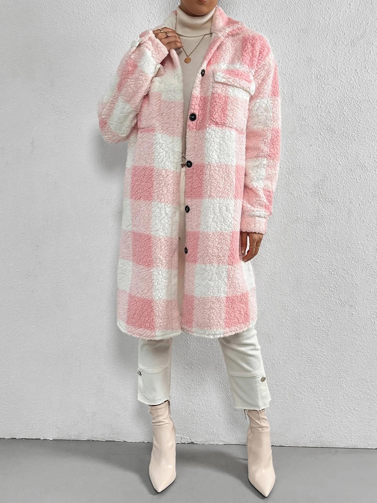 WW | Wollmischung Karojacke mit Plüschkragen