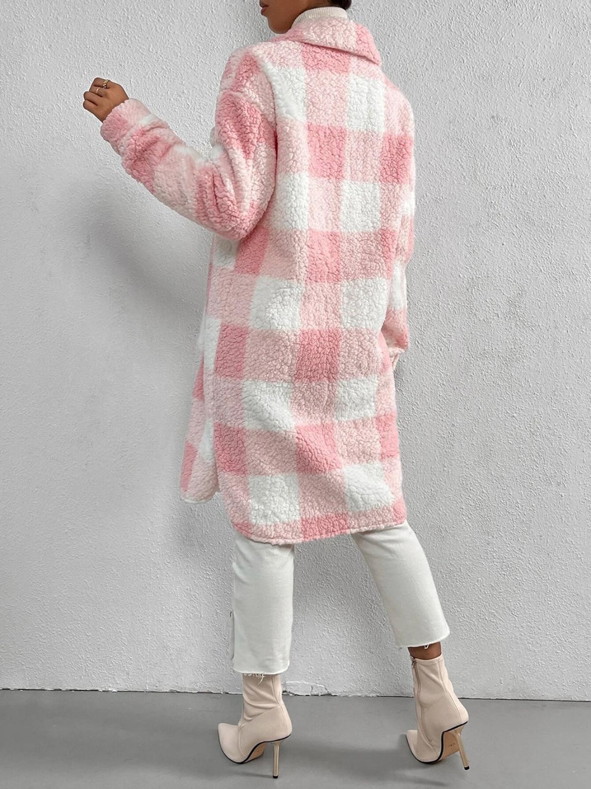 WW | Wollmischung Karojacke mit Plüschkragen