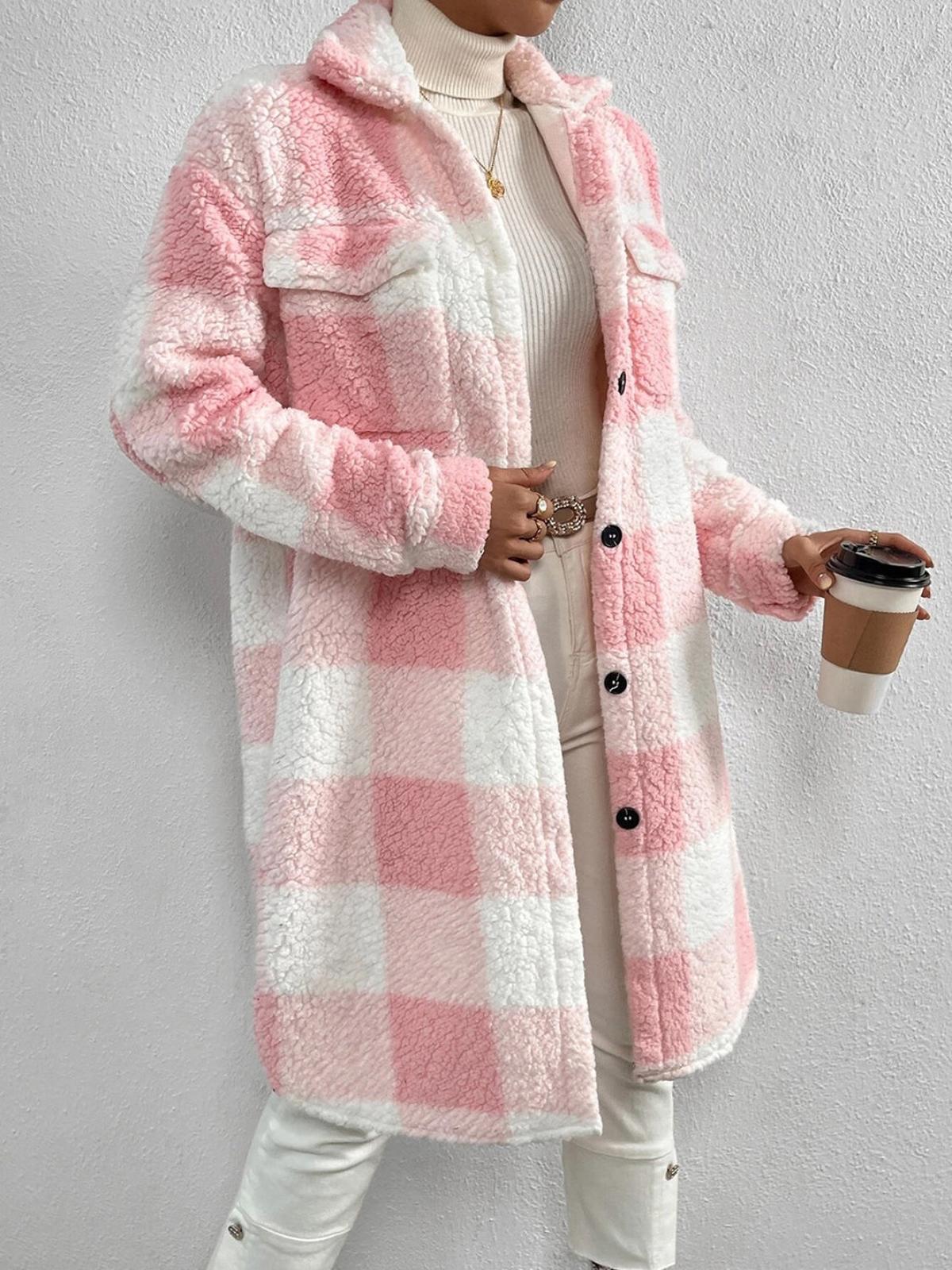 WW | Wollmischung Karojacke mit Plüschkragen