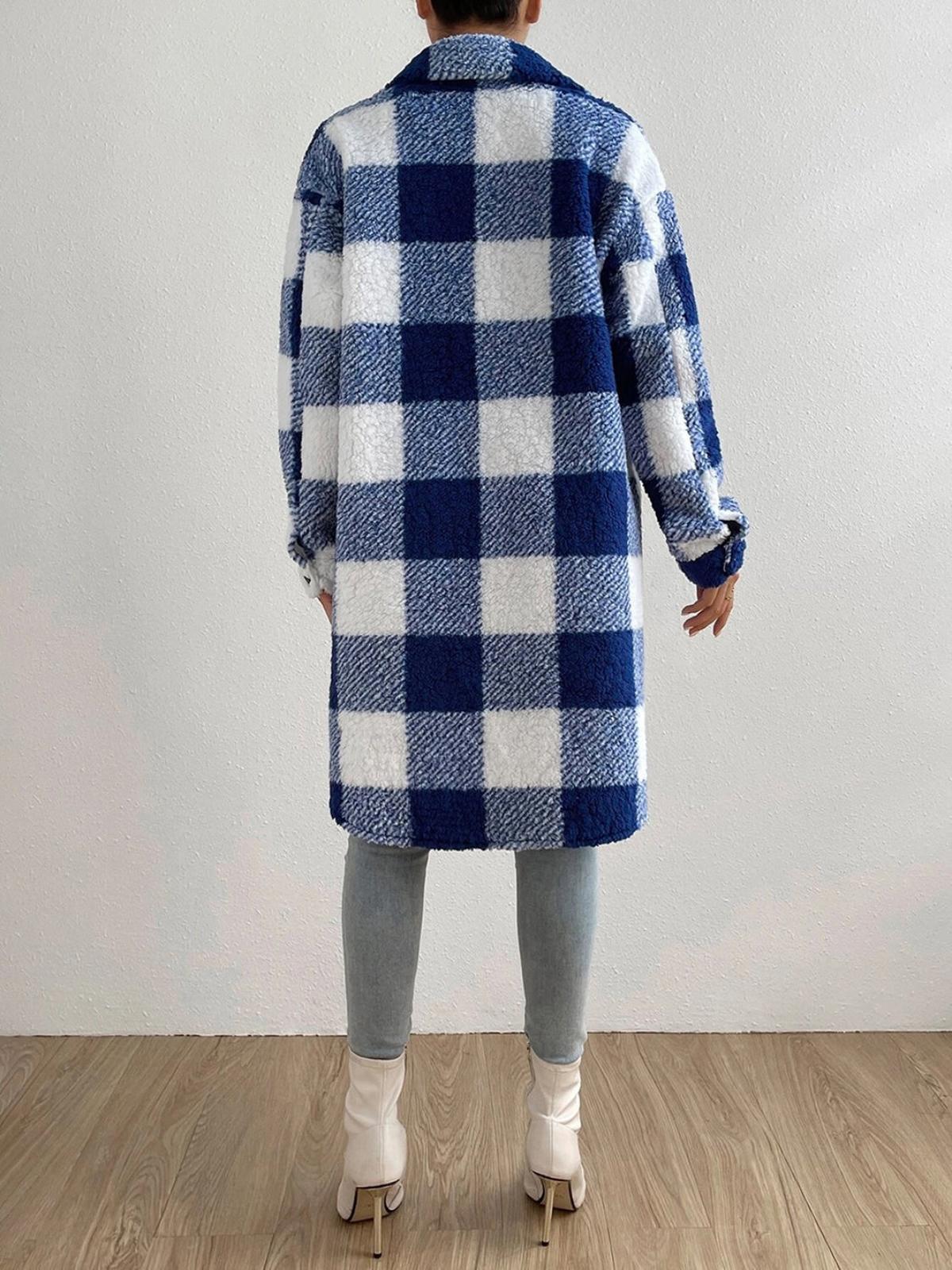 WW | Wollmischung Karojacke mit Plüschkragen
