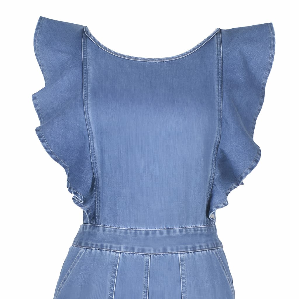 DenimDynasty™ - Open-Back Denim Jumpsuit