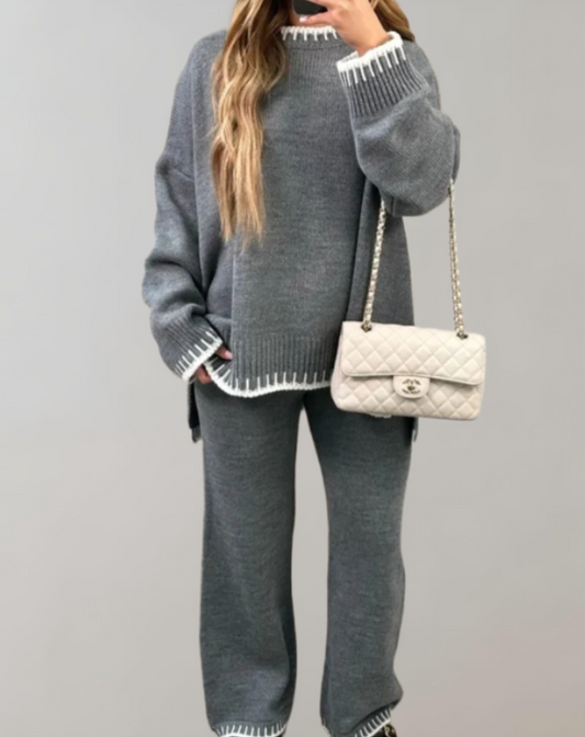 WW | Zweiteiliges Set mit gestricktem Oberteil und weiter Hose