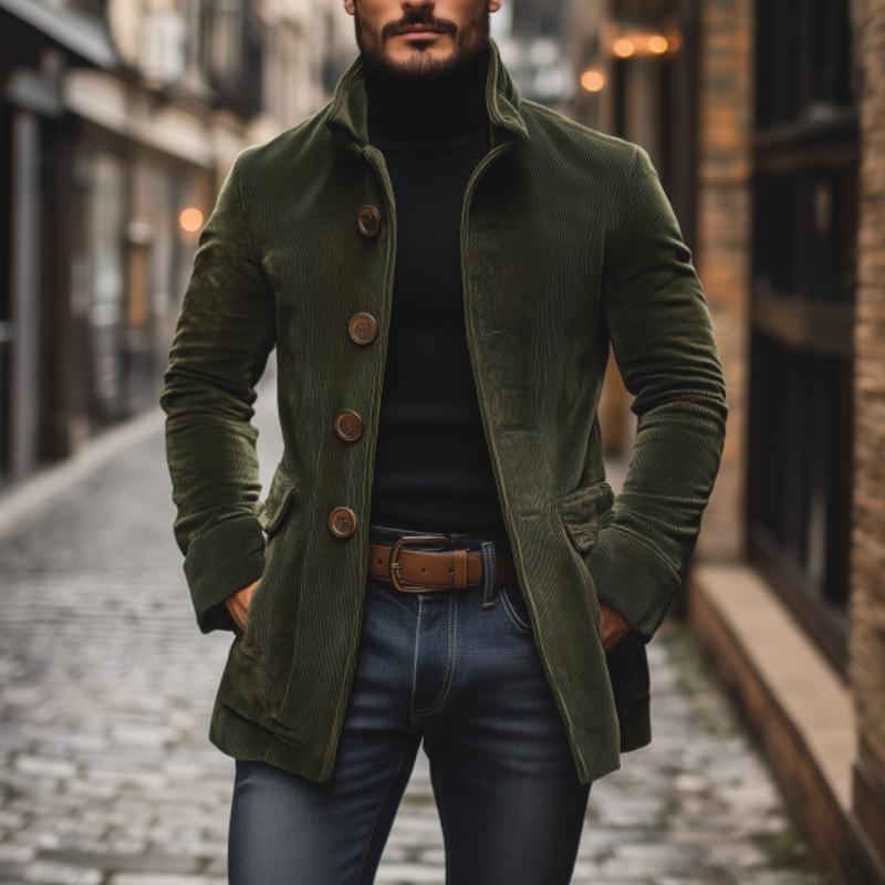 WW | Corduroy Jacket Classic Design Tailored Fit High Collar