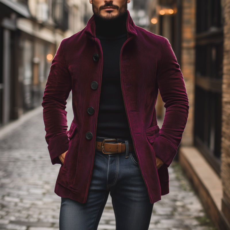 WW | Corduroy Jacket Classic Design Tailored Fit High Collar