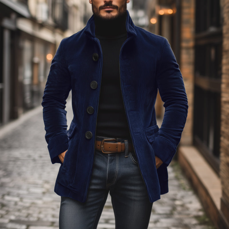 WW | Corduroy Jacket Classic Design Tailored Fit High Collar