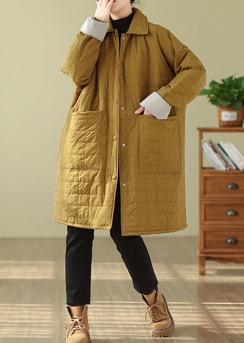 WW | Pocket Patchwork Fine Cotton-Filled Coats Peter Pan Collar Winter