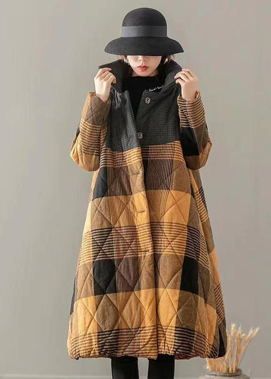 WW | Taschen Karo Patchwork Feine Baumwolle Gefüllte Mäntel Knopf Winter
