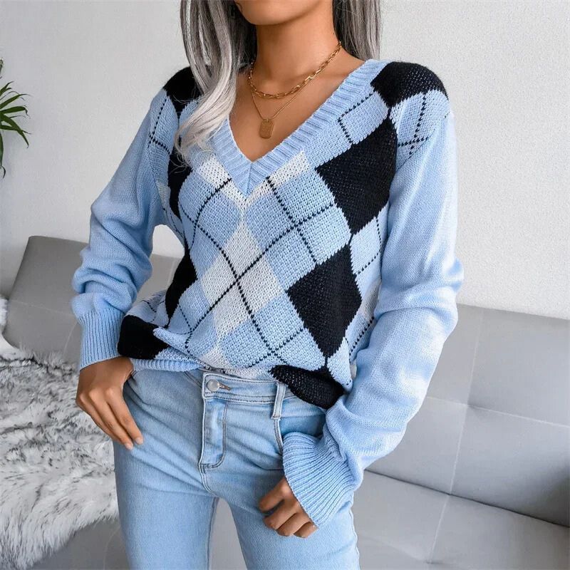 WW | Pullover aus Wollargyle mit bequemem V-Ausschnitt