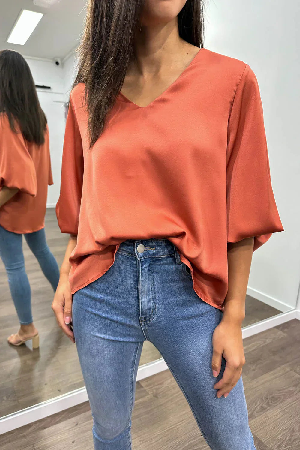WW | Women's Blouse With Modern V-Neck