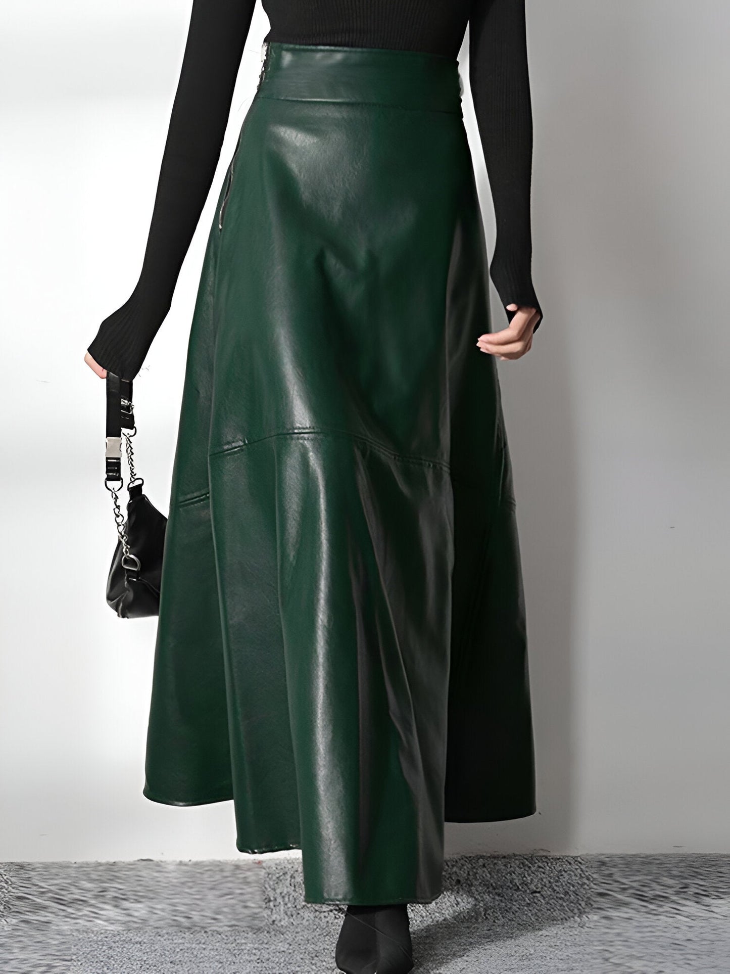 WW | Eleganter PU-Leder Maxi-Rock