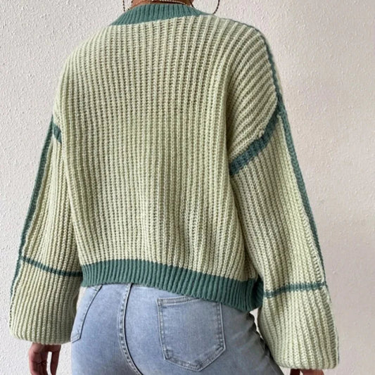 WW | Damen Strickjacke mit Farbe und langen Ärmeln
