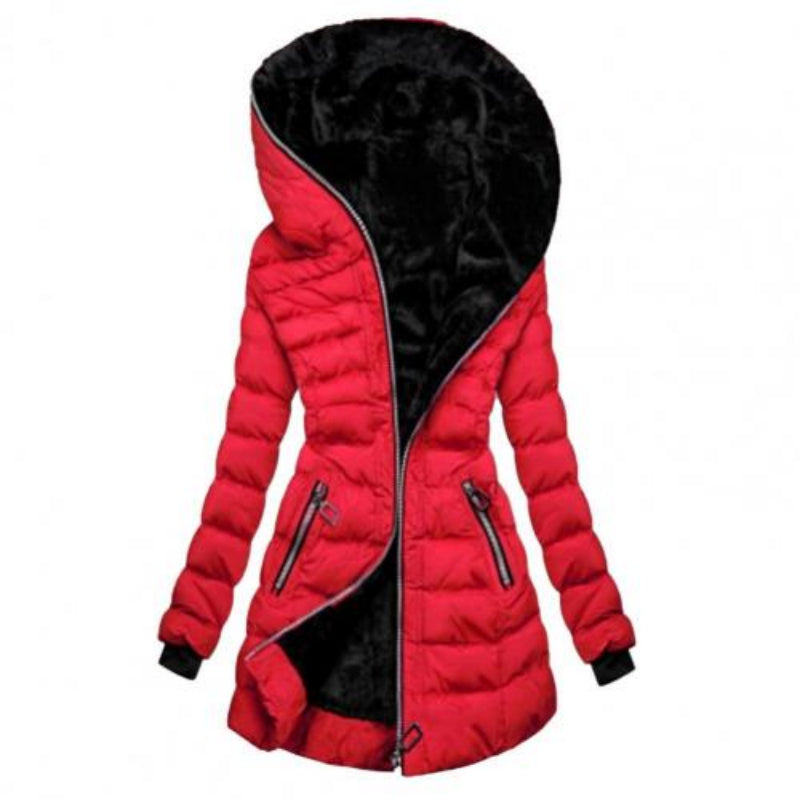 WW | Damen Lange Zip Hoodie Gefüttert Jacke