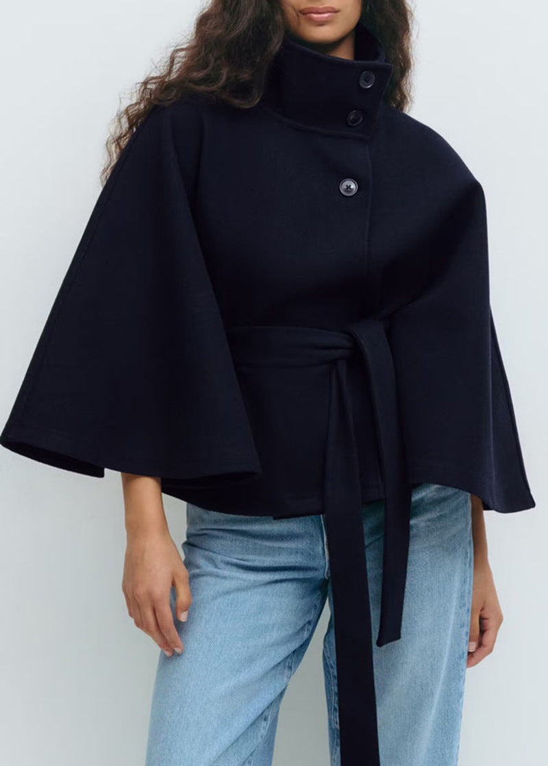 WW | Elegant Cape Jacket with High Collar