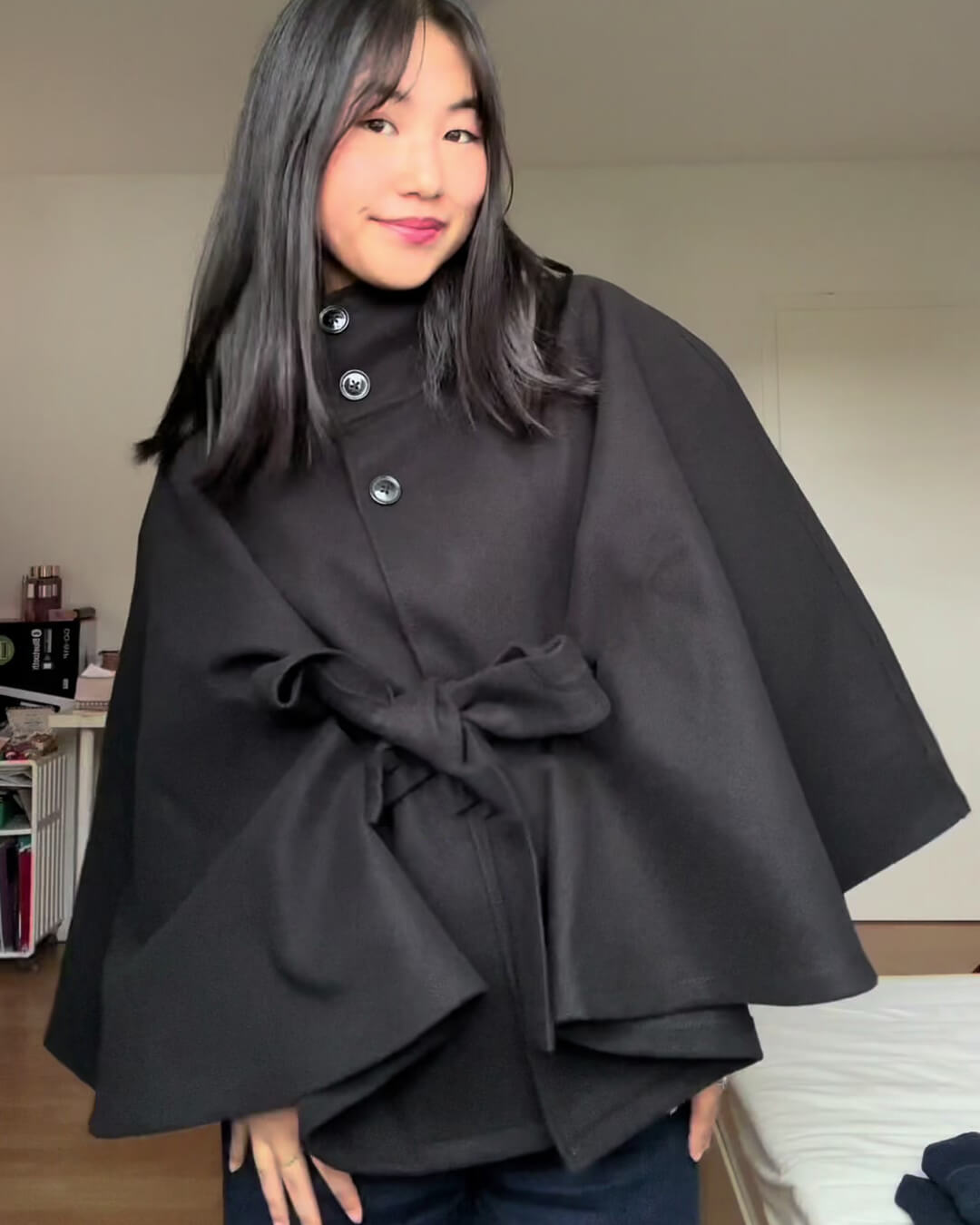 WW | Elegant Cape Jacket with High Collar
