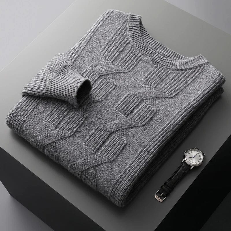 Cable knit wool blend Regular fit Crew neck Warm and breathable