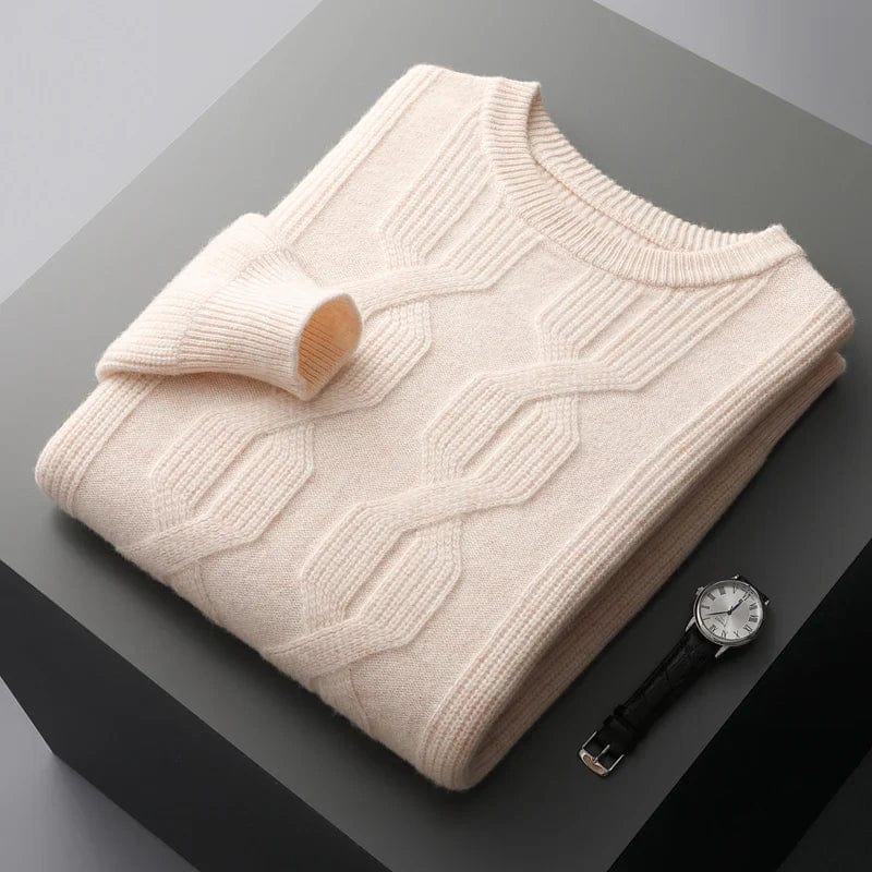 Cable knit wool blend Regular fit Crew neck Warm and breathable