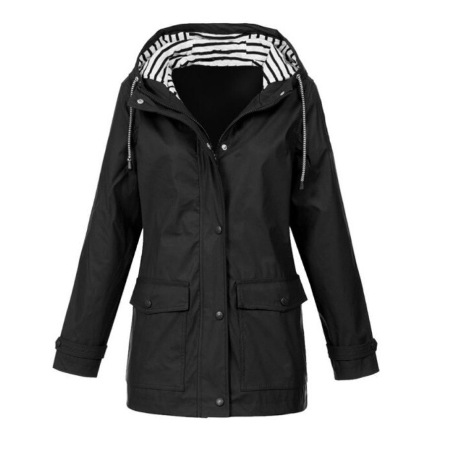 WW | Damen-Übergangsjacke mit gestreifter Kapuze