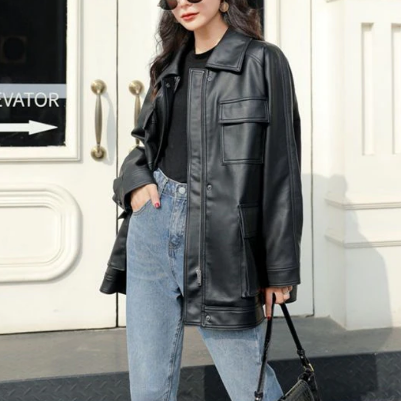 WW | Women's loose-fit leather jacket