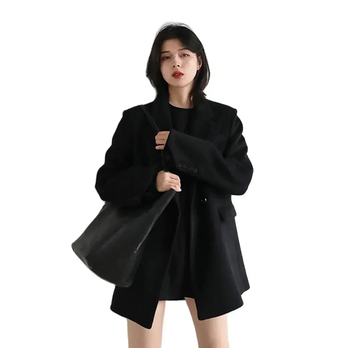 WW | Damen Blazer - Woll Mittellange Jacke
