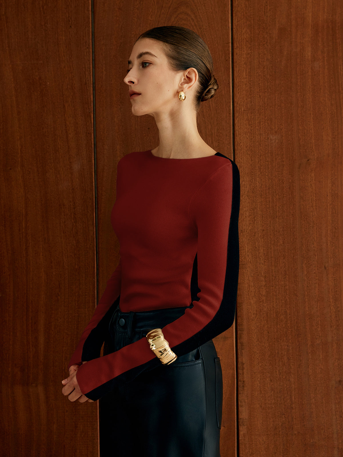WW | Two-Tone Knitted Tops for Women