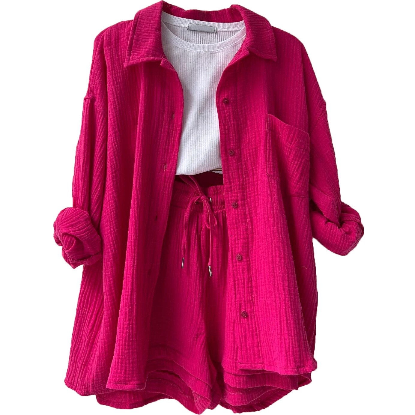WW | Set Lose Passform Sommer Lounge Set Leinen Set Womens