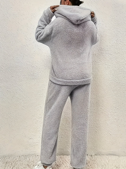 WW | Two-piece Teddy Women's Winter Set with Hood and Trousers