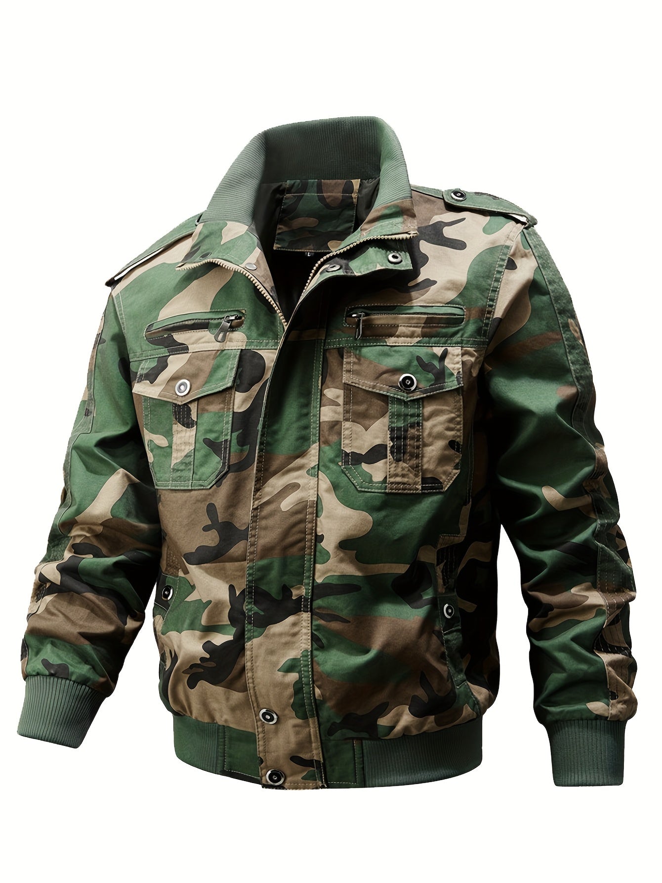 WW | Men's Camouflage Multi-Pocket Pilot Jacket - Perfect for Outdoor Activities