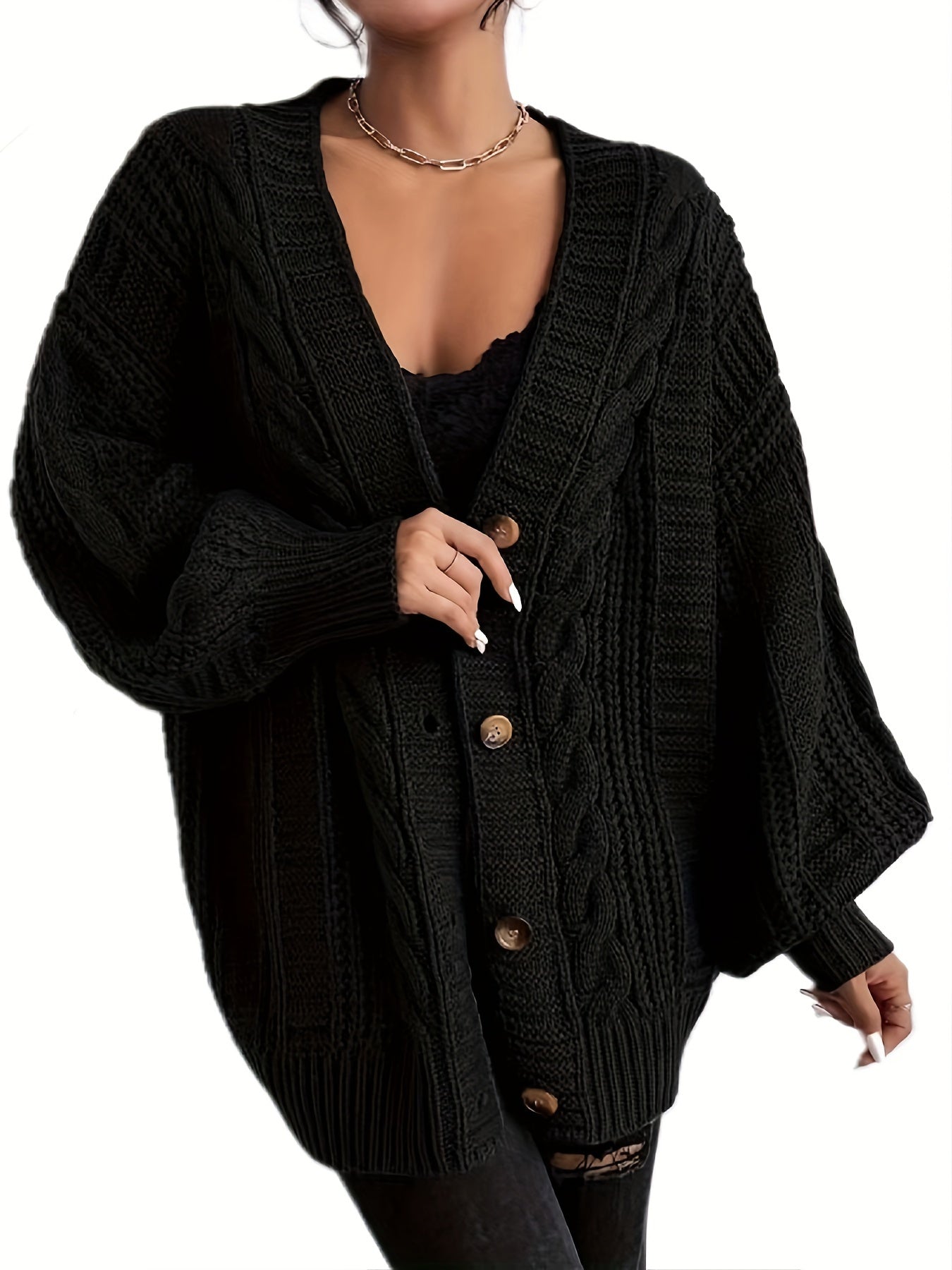 WW | Stylish Warm Cable Knit Wool Cardigan for Women - Perfect for Casual Days