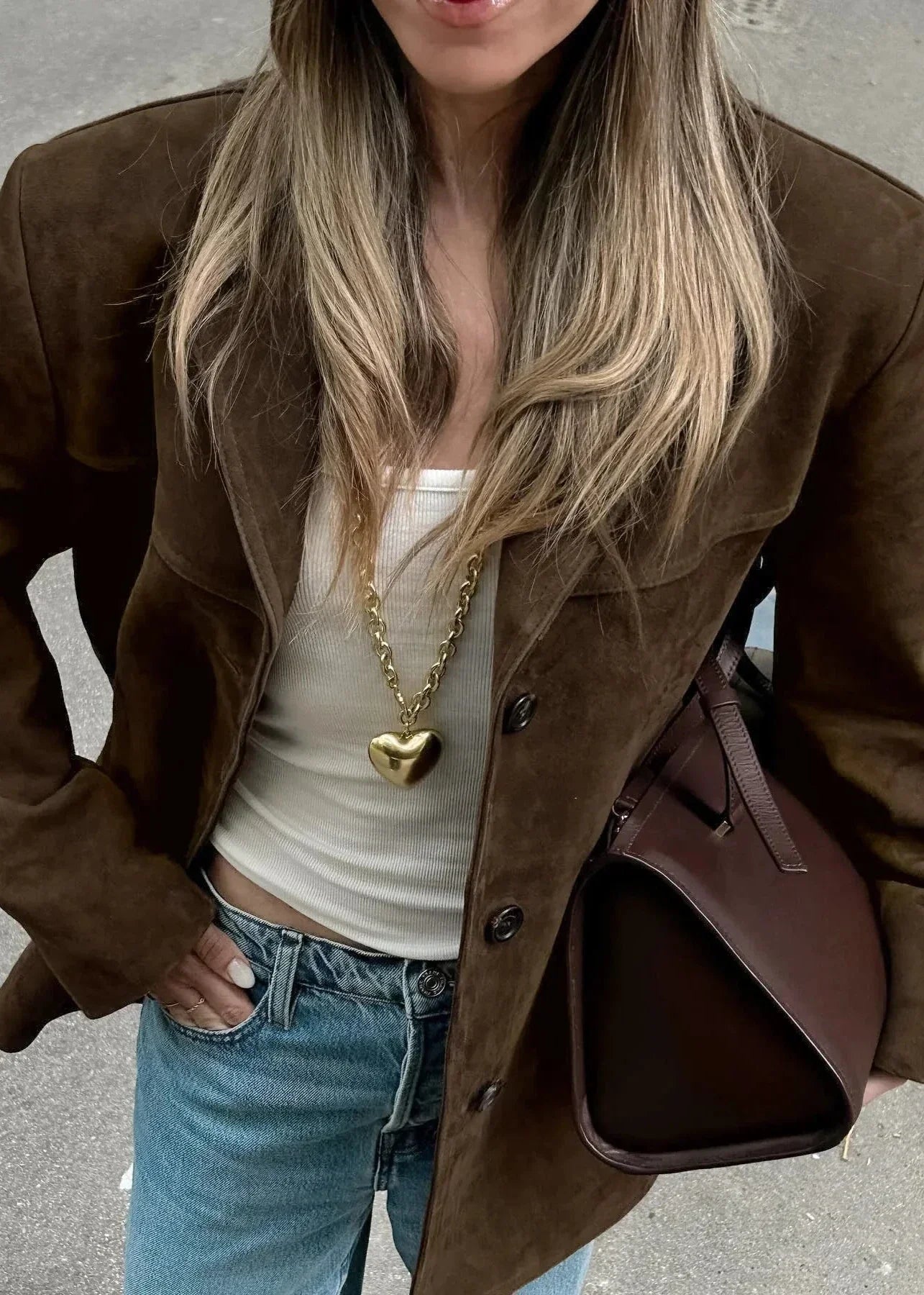 WW | Samt Wildlederjacke mit Retro-Revers