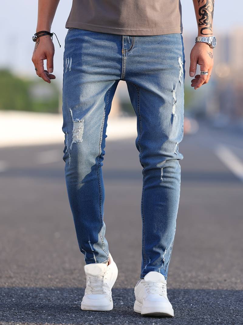 WW | Skinny Fit Jeans with Rips - Stretch Denim Pants for Everyday & Streetwear Style