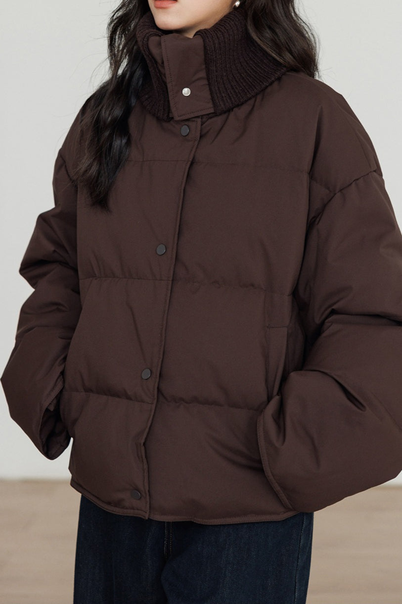 WW | Kragen Weißer Entendaunen-Pufferjacke