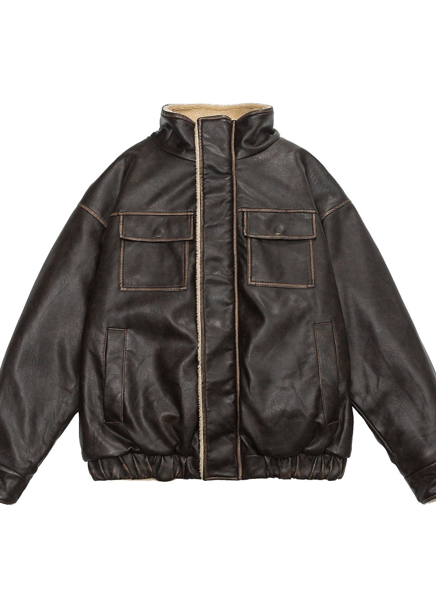 WW | Inspired Lamb Fleece Lined Leather Jacket – Unisex Style