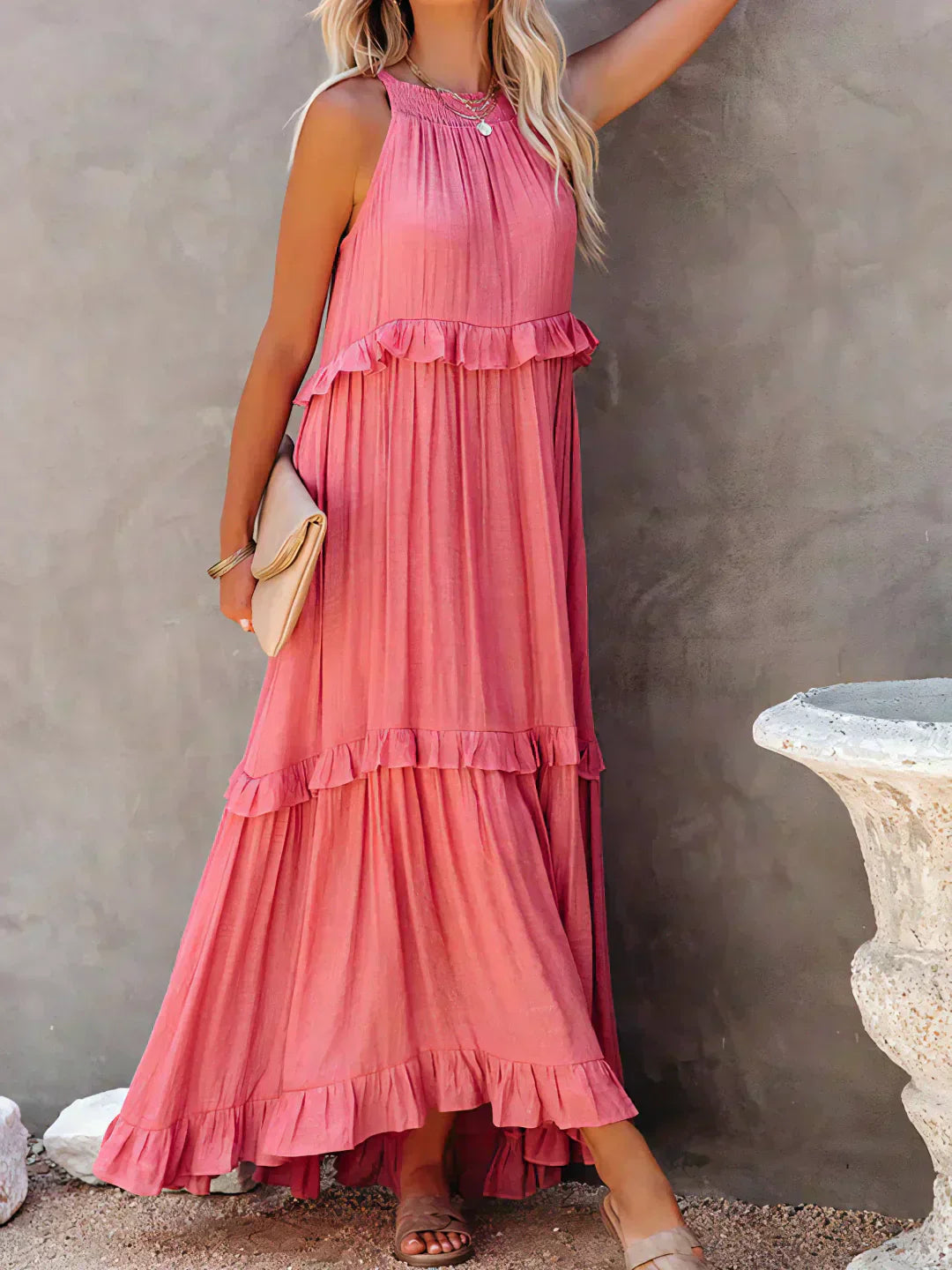Sarah | Maxi Dress with Ruffles and Halter Neck