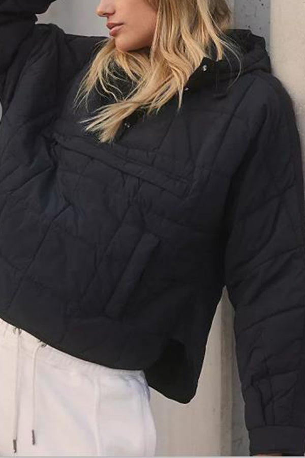 WW | Farbe Kapuzenjacke Gepolstert Faltbare Gepolsterte Pullover Tasche Langarmjacke