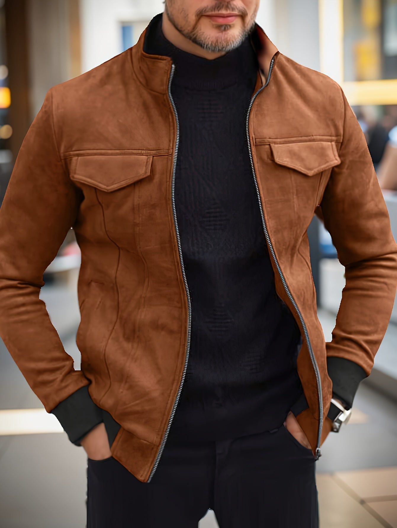 WW |  Einfarbige Warme Fleece Bedruckte Winterjacke Für Herren - Ideal für Winter