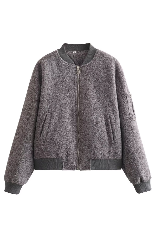 WW | Kragenlose Lange Ärmel Ripp-Flugjacke