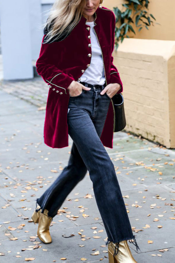 WW | Velvet Patchwork Multi-Button Women's Jacket