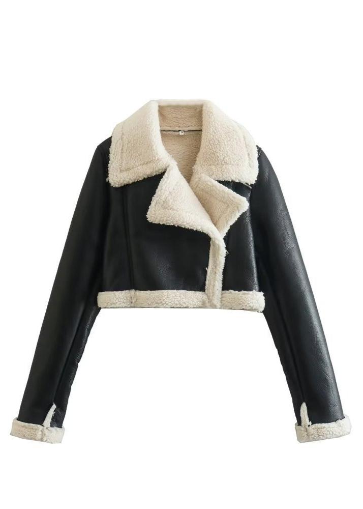WW | Sherpa Trim Lederjacke - Kurzer Reißverschlussstil