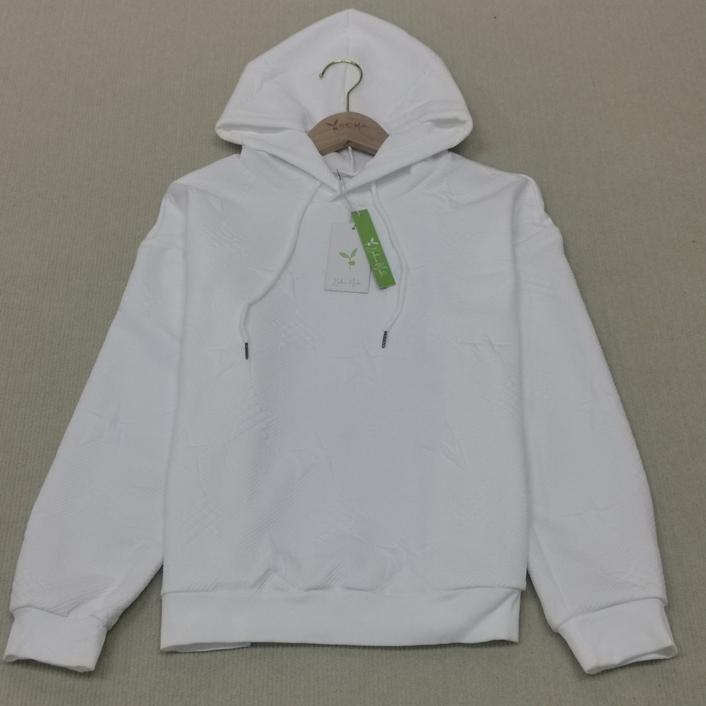 WW | Einfarbiges weißes Sweatshirt mit langen Ärmeln
