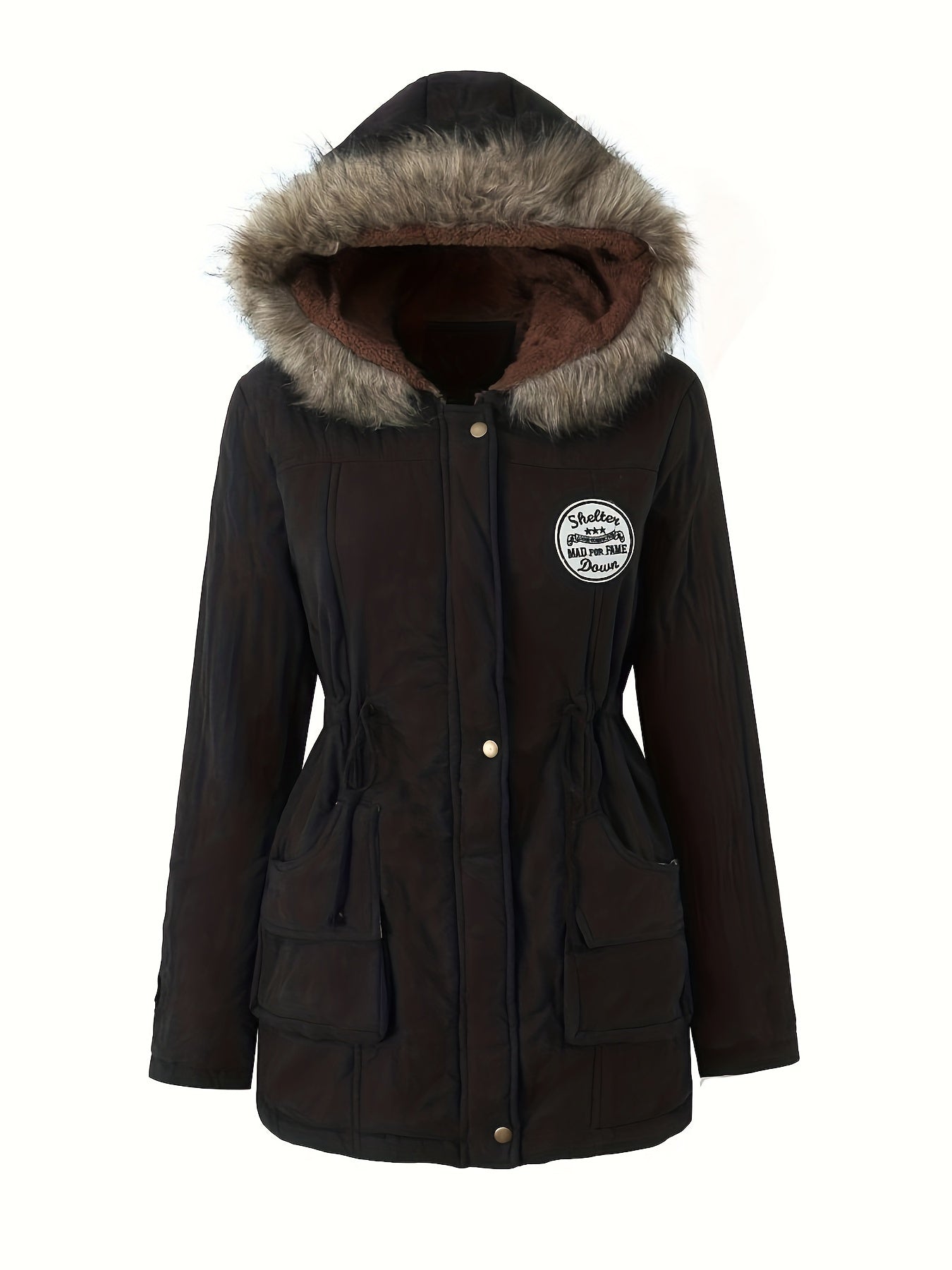WW | Winter Jacket with Faux Fur Collar - Warm Parka Jacket with Drawstring and Pockets