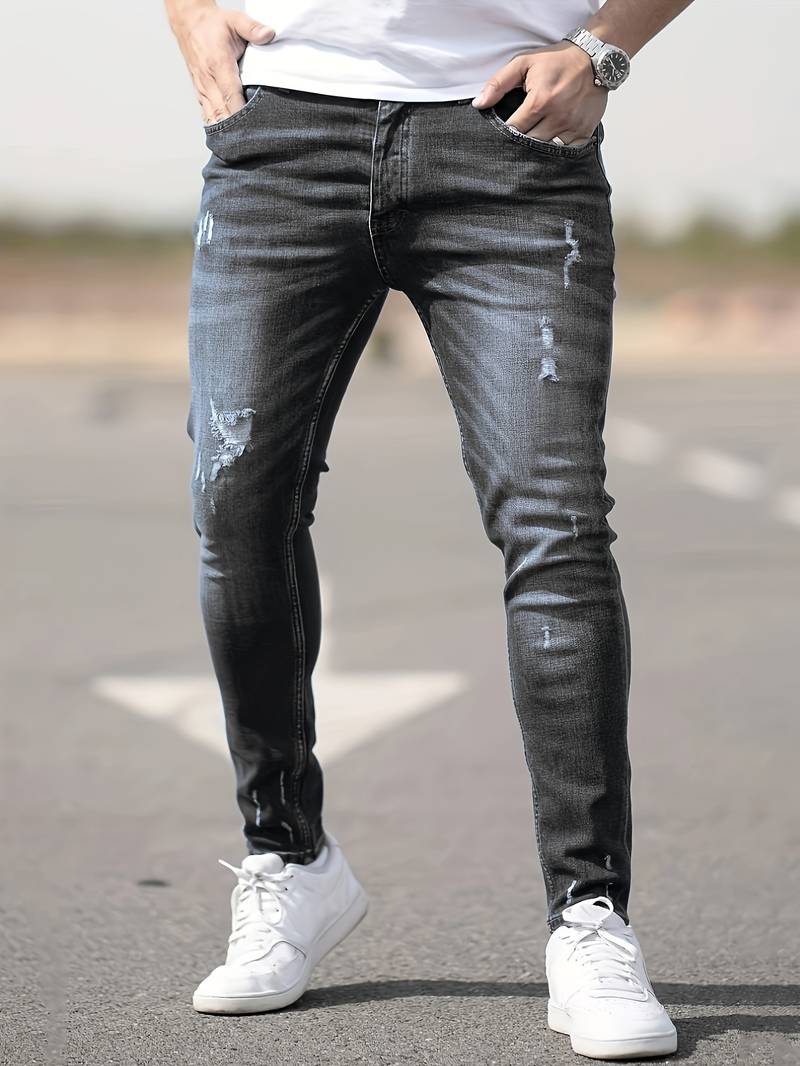 WW | Skinny Fit Jeans with Rips - Stretch Denim Pants for Everyday & Streetwear Style