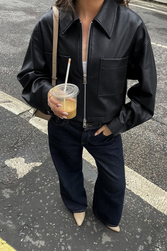 WW | Matte Leder Motorradjacke
