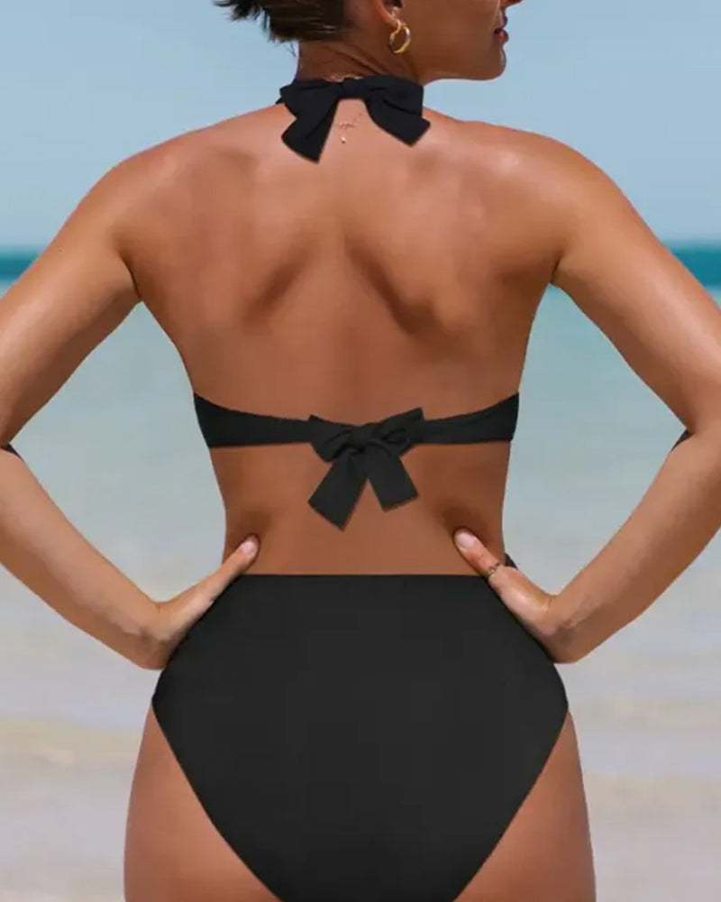 WW | Bikini-Set Mit Abnehmbaren, Hohen Hosen Und Halter-Design